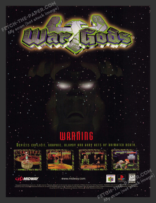 1997 Print Advertisement War Gods Video Game Ad.