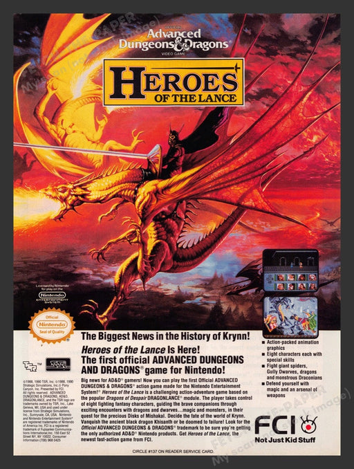 1991 Adv Dungeons & Dragons: Heroes of the Lance Video Game Print Advertisement Fetch the Paper!