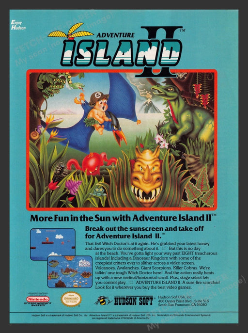 1991 Adventure Island II Video Game Print Advertisement