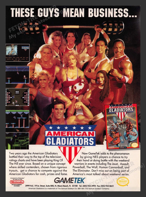 1991 American Gladiators Video Game Print Advertisement