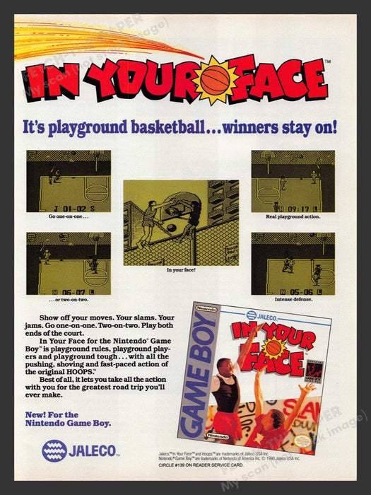1991 In Your Face Basketball Video Game Print Advertisement Fetch the Paper!