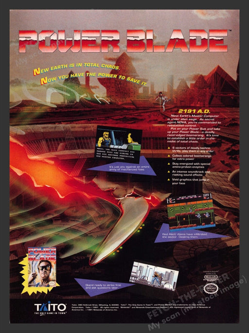 1991 Power Blade Video Game Print Advertisement
