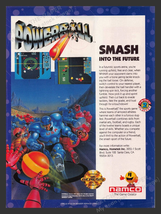 1991 Powerball "Smash into the future" Video Game Print Advertisement Fetch the Paper!