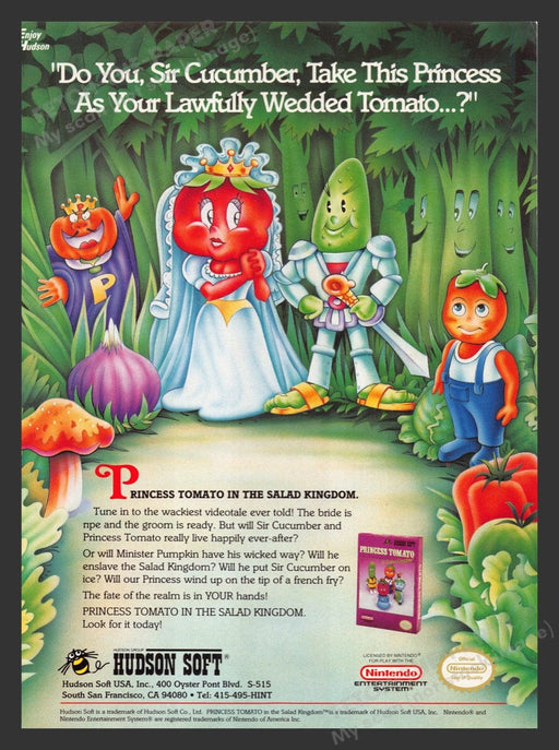 1991 Princess Tomato Video Game Print Advertisement