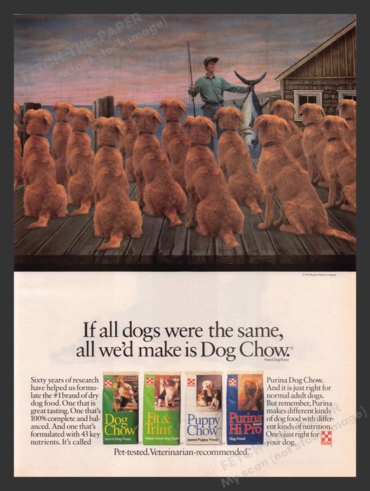 1991 Purina Dog Food Dogs Warf Tuna Fish Print Advertisement Ad