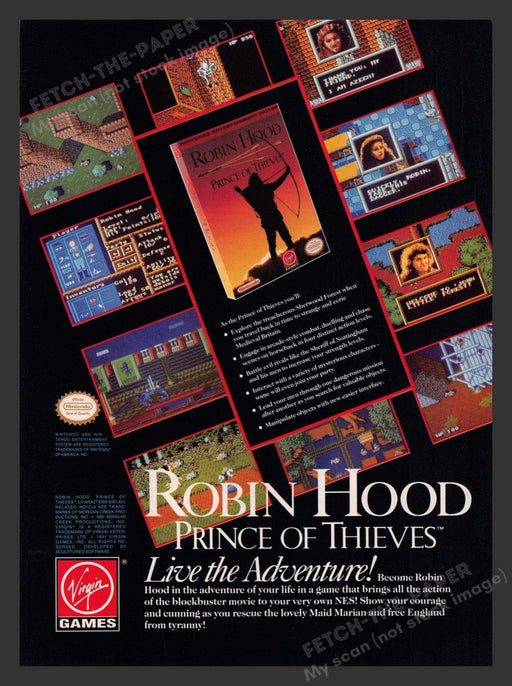 1991 Robin Hood Prince of Thieves Video Game Print Advertisement