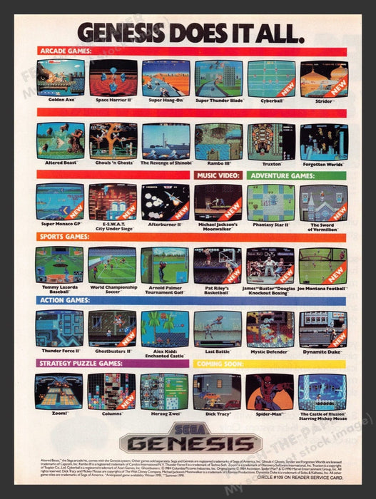 1991 Sega Genesis Does it All Video Game Print Advertisement Fetch the Paper!