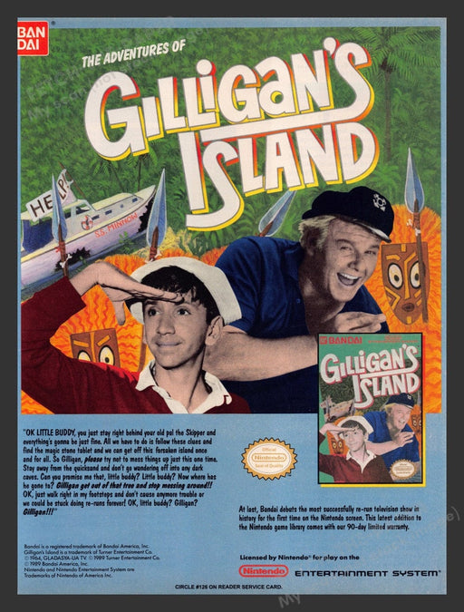 1991 The Adventures of Gilligan's Island Video Game Print Advertisement Fetch the Paper!