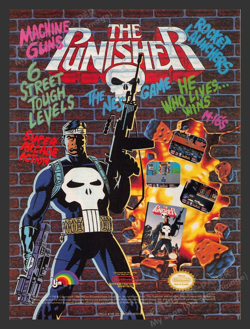 1991 The Punisher Video Game Print Advertisement Fetch the Paper!