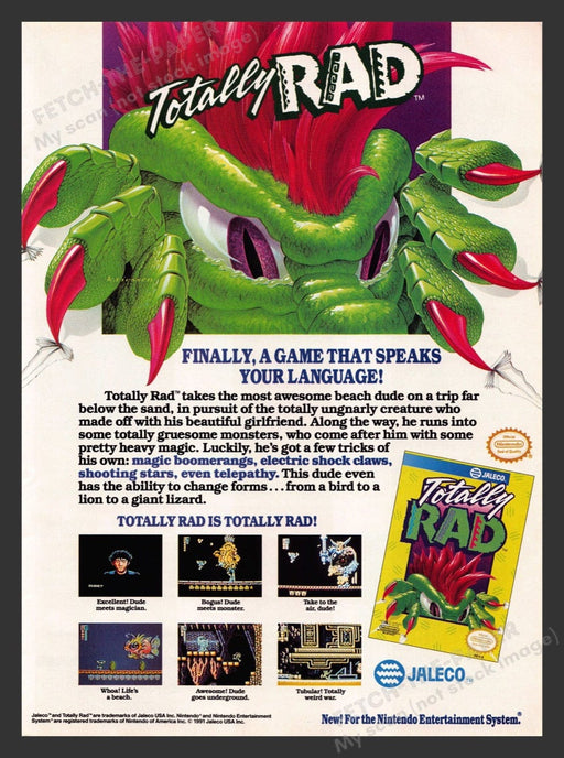 1991 Totally Rad Video Game Print Advertisement