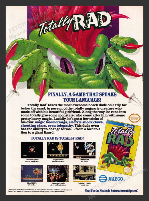 1991 Totally Rad Video Game Print Advertisement