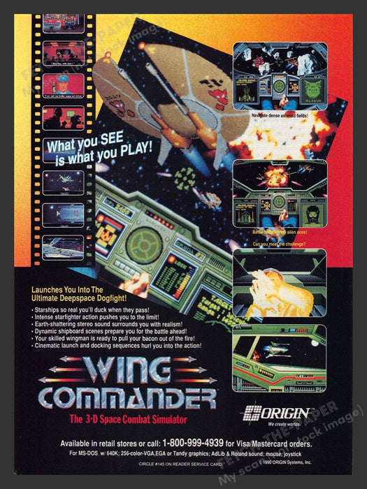 1991 Wing Commander "Ultimate deepspace dogfight" Video Game Print Advertisement Fetch the Paper!
