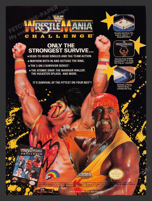 1991 WWF WrestleMania Challenge Hulk Hogan Video Game Print Advertisement Fetch the Paper!