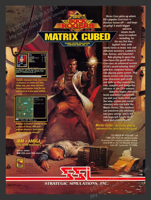 1992 Buck Rogers: Matrix Cubed Video Game Print Advertisement Fetch the Paper!