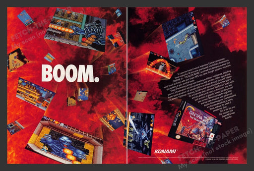 1992 Contra III: The Alien Wars Video Game Print Advertisement (2 Pages)
