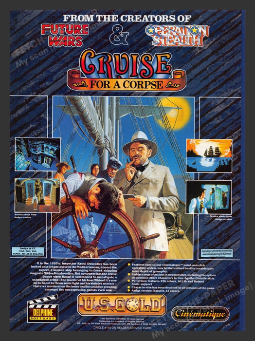 1992 Cruise for a Corpse Video Game Print Advertisement Fetch the Paper!