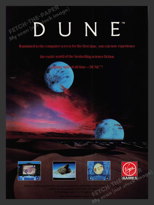 1992 Dune Epic Video Game Print Advertisement Fetch the Paper!