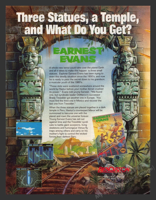 1992 Earnest Evans Video Game Print Advertisement