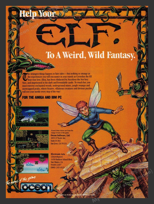 1992 Elf Video Game Print Advertisement Fetch the Paper!