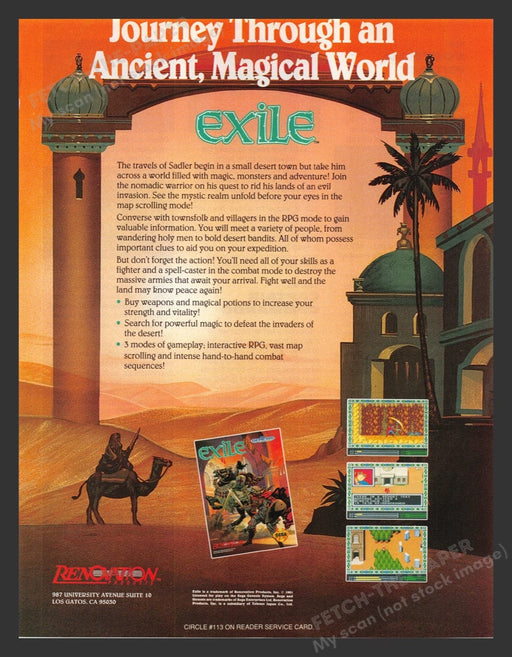 1992 Exile Journey Through an Ancient World Video Game Print Advertisement