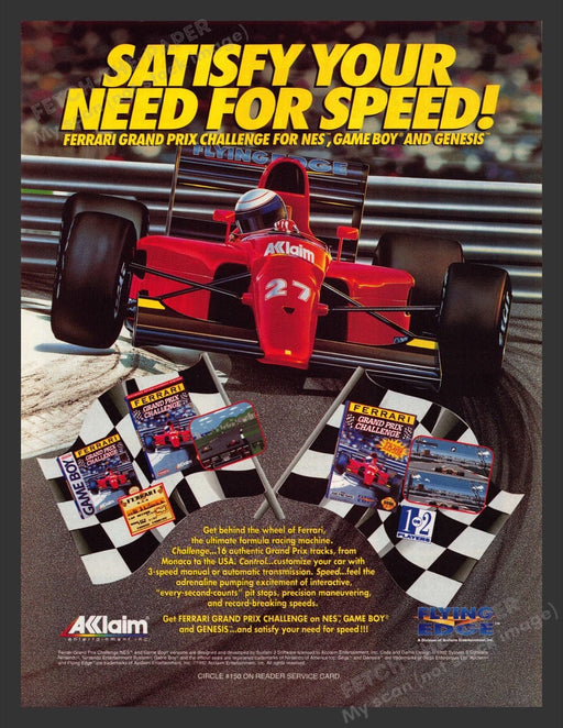 1992 Ferrari Grand Prix Challenge Video Game Print Advertisement