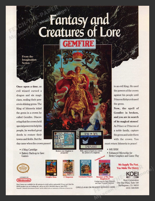 1992 Gemfire Video Game Print Advertisement