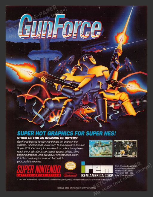 1992 GunForce Video Game Print Advertisement
