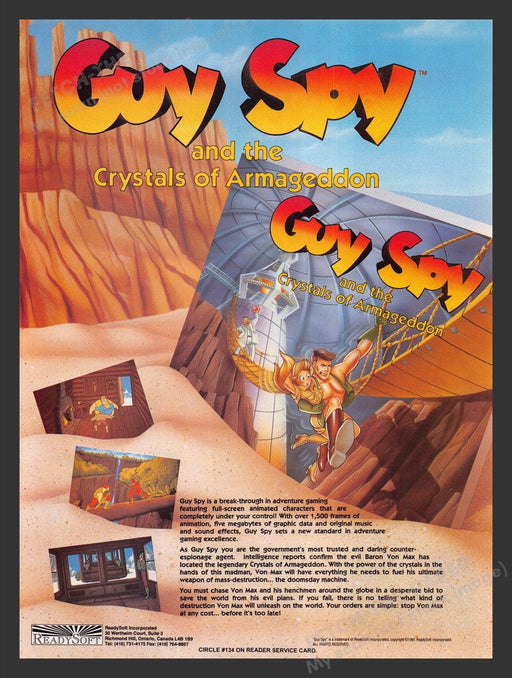 1992 Guy Spy and the Crystals of Armageddon Video Game Print Advertisement Fetch the Paper!