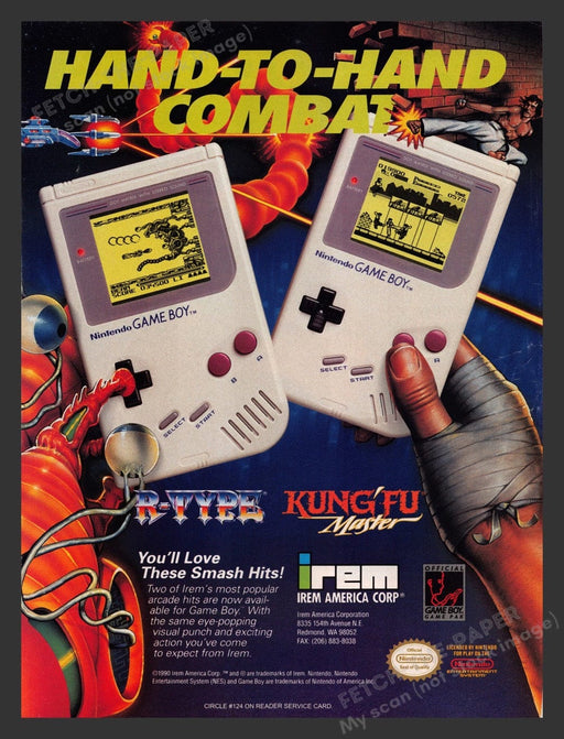 1992 Hand-to-Hand Combat R-Type / Kung Fu Video Game Print Advertisement Fetch the Paper!