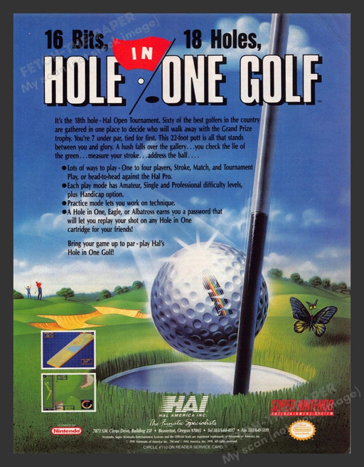 1992 Hole in One Golf Video Game Print Advertisement