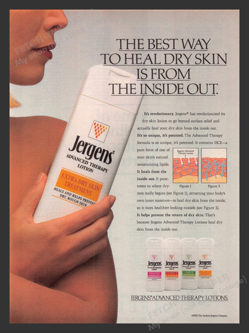 1992 Jergens Advanced Therapy Lotion Dry Skin Print Advertisement Ad