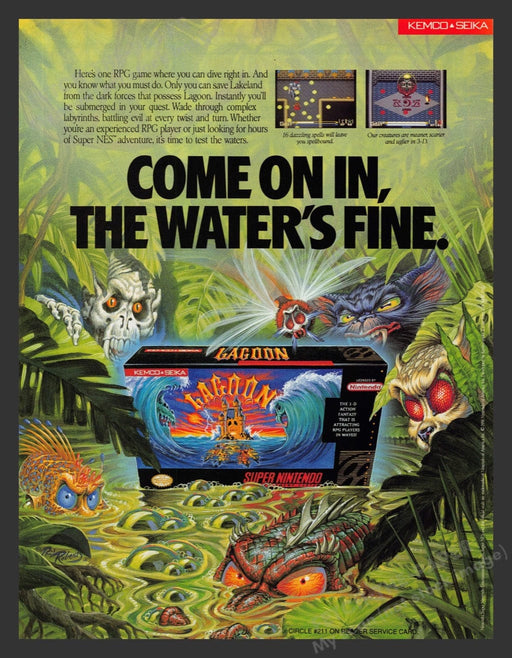 1992 Lagoon Super NES Video Game Print Advertisement