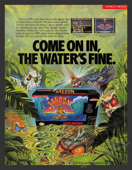 1992 Lagoon Super NES Video Game Print Advertisement