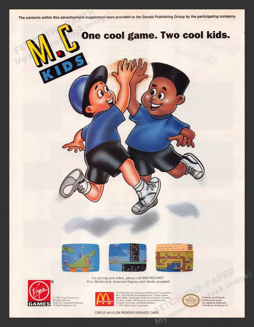 1992 M.C. Kids McDonald's Video Game Print Advertisement