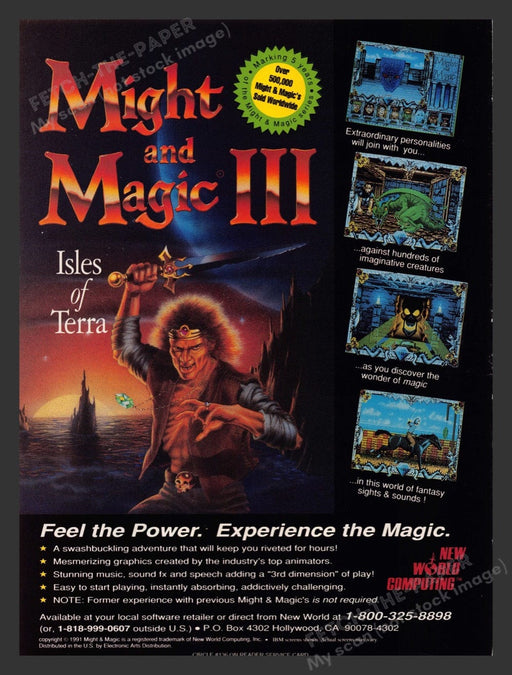1992 Might and Magic III: Isles of Terra Video Game Print Advertisement Fetch the Paper!