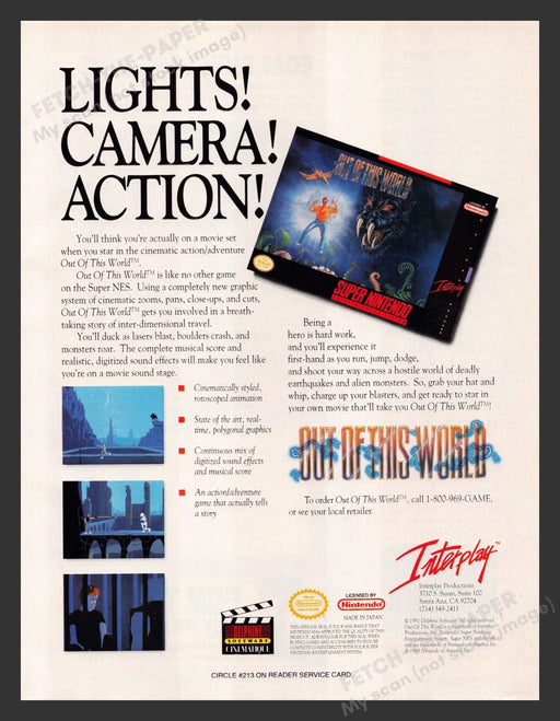 1992 Out of the World Video Game Print Advertisement