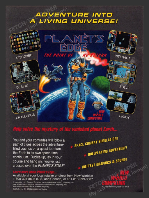 1992 Planet's Edge The Point of No Return Video Game Print Advertisement Fetch the Paper!