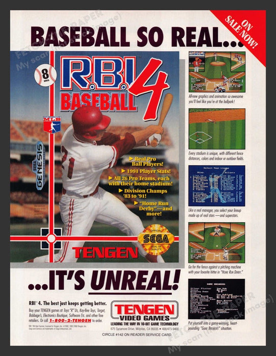 1992 R.B.I. Baseball 4 Video Game Print Advertisement