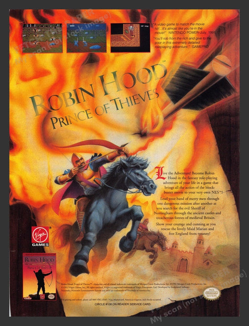 1992 Robin Hood Prince of Thieves Video Game Print Advertisement Fetch the Paper!