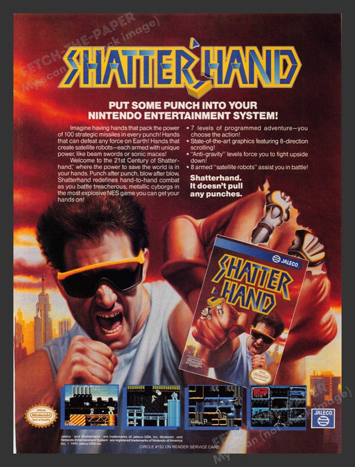 1992 Shatterhand "Some punch!" Video Game Print Advertisement Fetch the Paper!