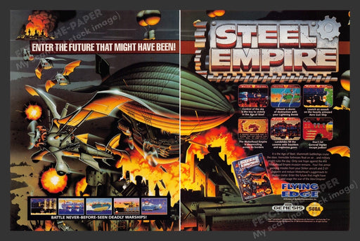 1992 Steel Empire Video Game Print Advertisement (2 Pages)