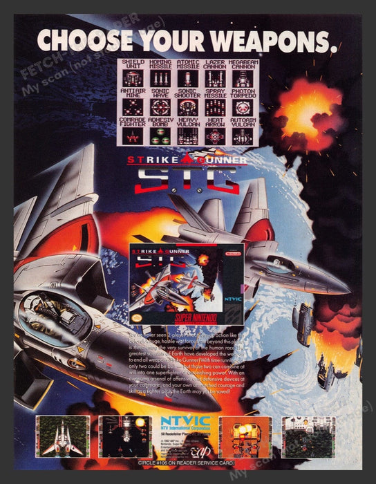 1992 Strike Gunner STG Video Game Print Advertisement