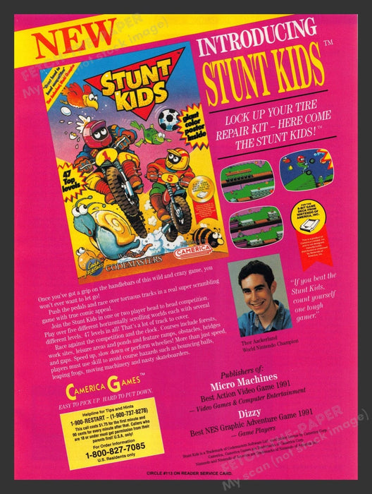 1992 Stunt Kids Video Game Print Advertisement Fetch the Paper!
