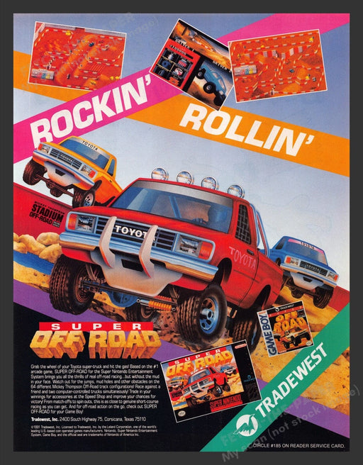 1992 Super Off Road Rockin' Rollin' Video Game Print Advertisement