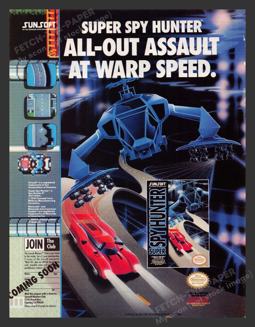 1992 Super Spy Hunter Video Game Print Advertisement