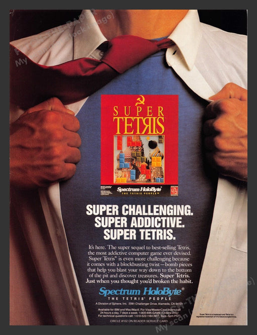 1992 Super Tetris Video Game Print Ad Fetch the Paper!