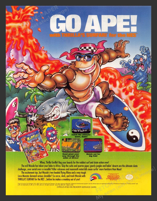 1992 Thrilla's Surfari Video Game Print Advertisement