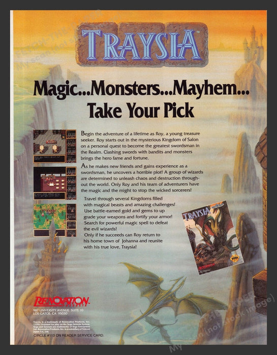 1992 Traysia Video Game Print Advertisement