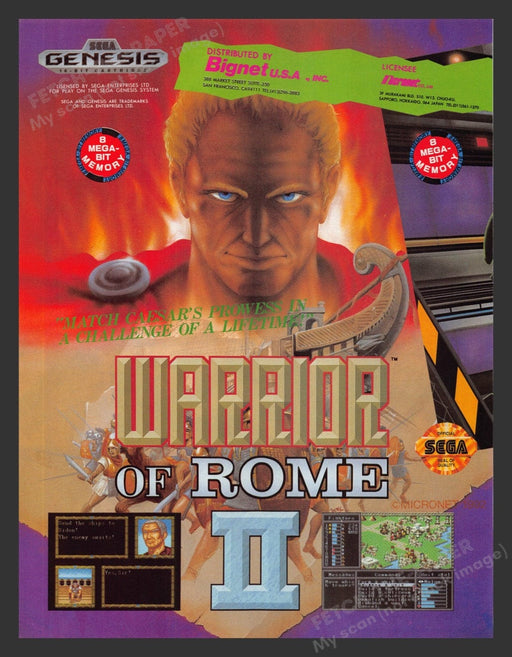 1992 Warrior of Rome II Video Game Print Advertisement