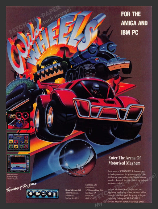 1992 Wild Wheels "Motorized Mayhem" Video Game Print Advertisement Fetch the Paper!